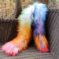 Women Autumn Scarf Rainbow Fashion Mongolian Fur Scarf